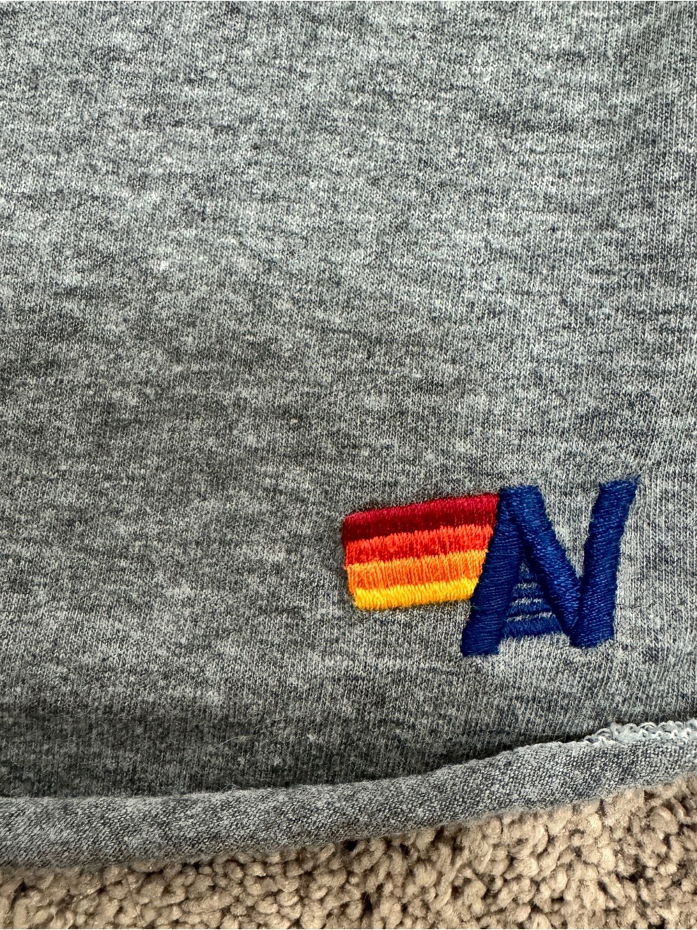 Aviator Nation Heather Grey Racerback Tank with Pink & Purple Shoulder Stripes - Picture 3 of 4